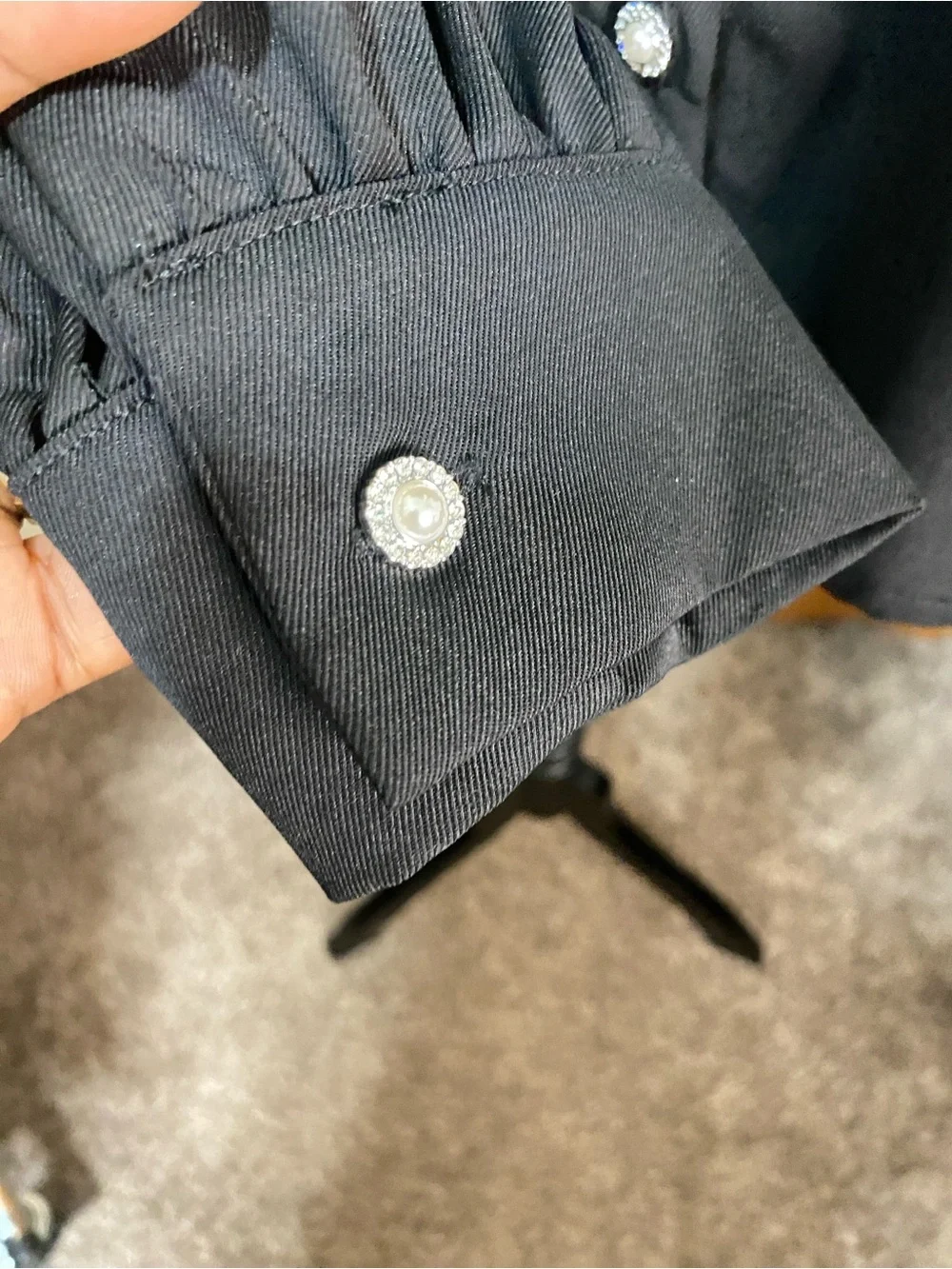 Tailored Embellished Collar Button Down Top